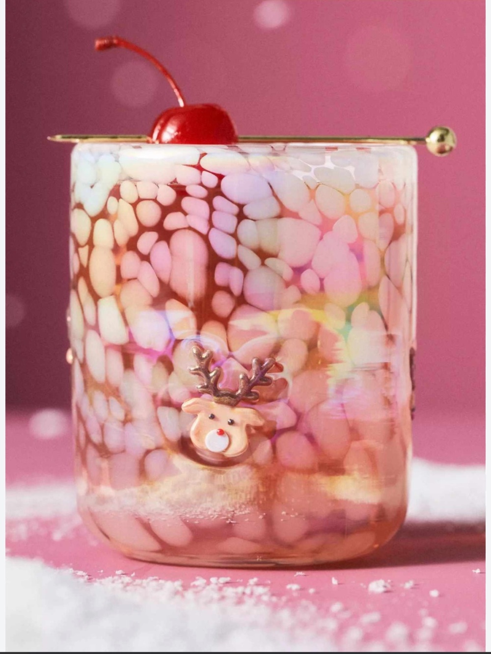 Anthropologie Reindeer Icon Juice Glass